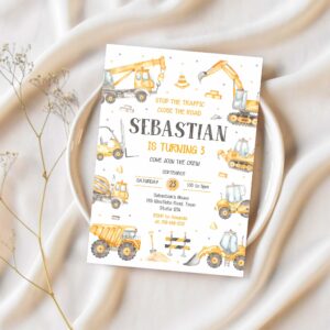 Construction boys birthday invitation construction invitation construction thank you tag construction invitation 1