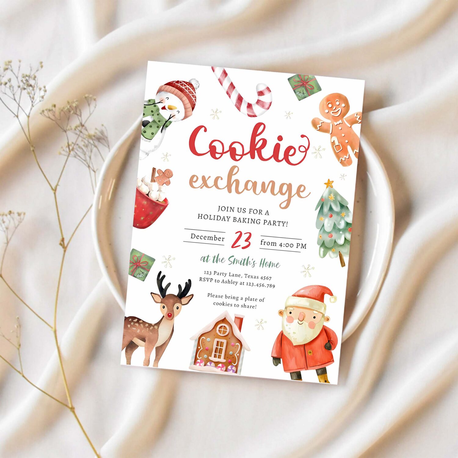 Cookie exchange baking party christmas holiday invitation j75j 1