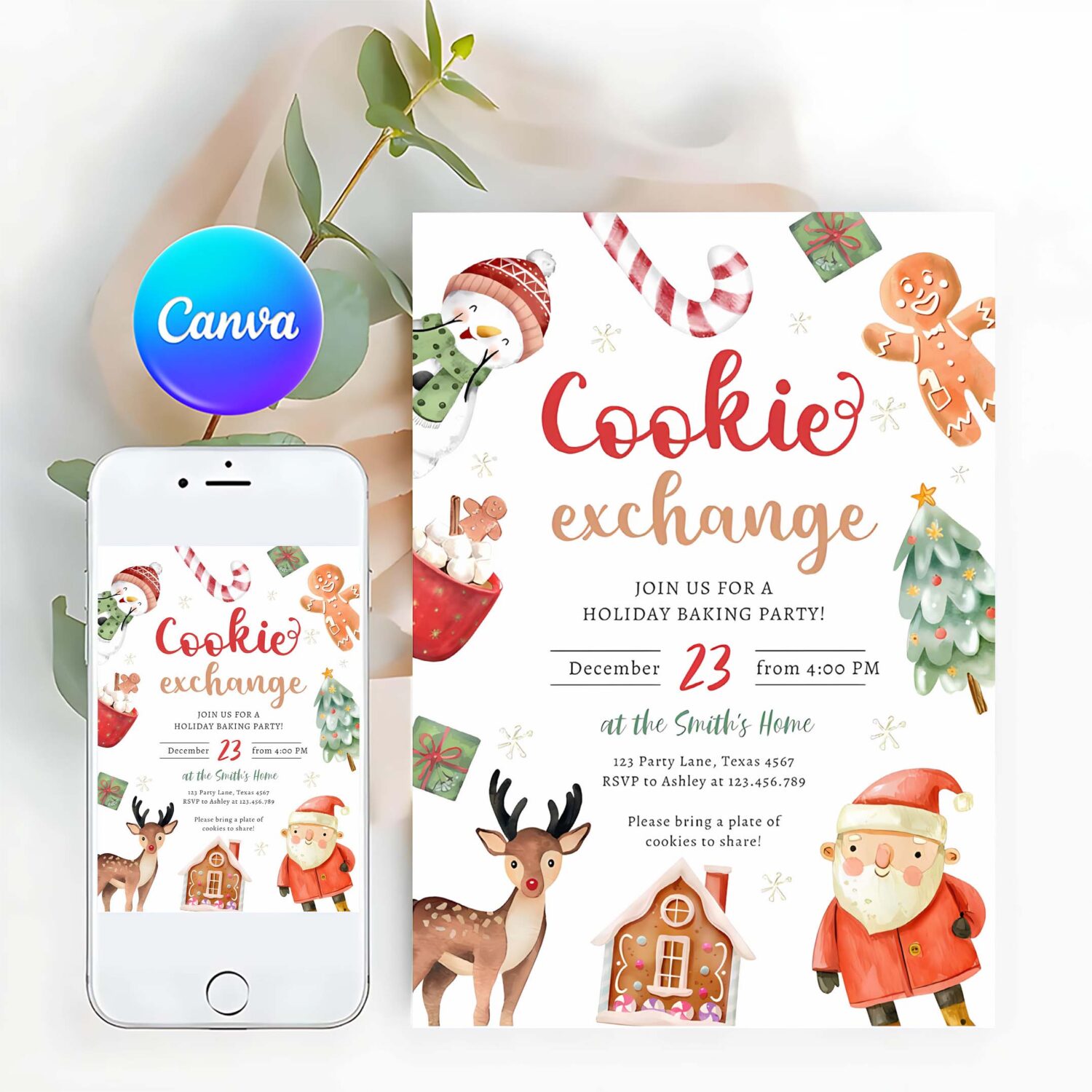 Cookie exchange baking party christmas holiday invitation j75j