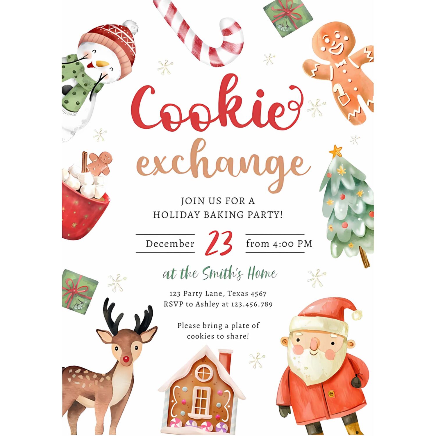 Cookie exchange baking party christmas holiday invitation j75j 4