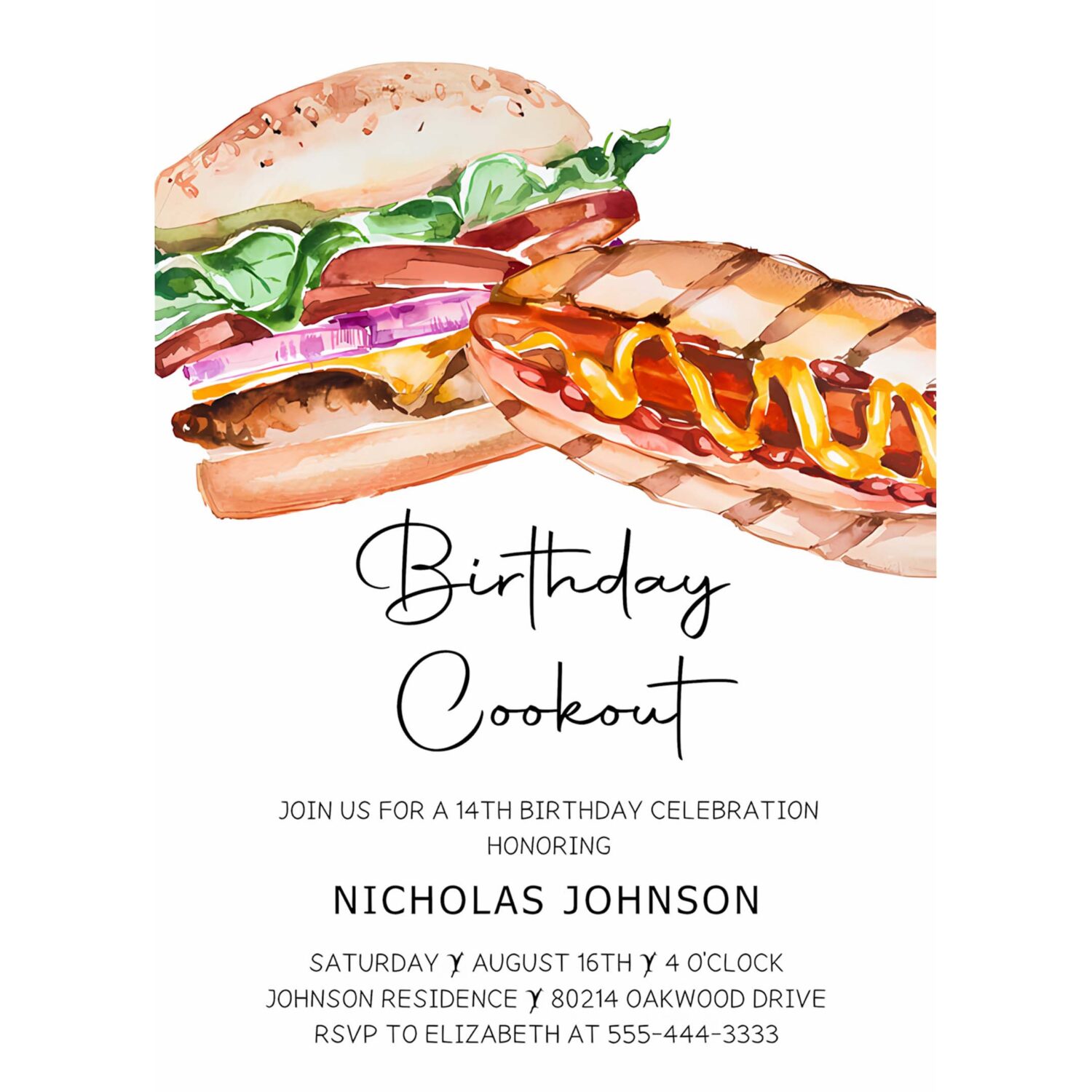 Cookout birthday party invitation cookout invitation bbq party invite 4