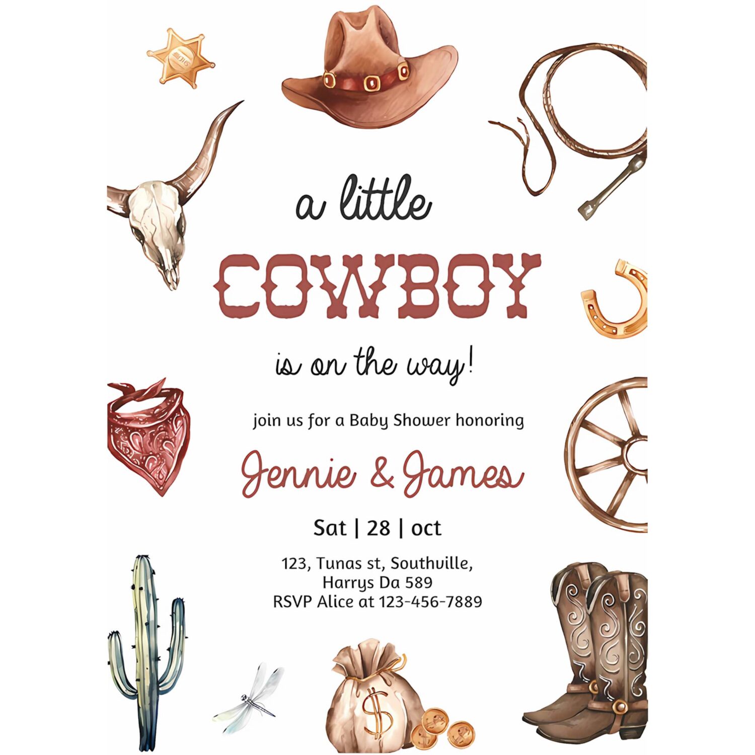 Cowboy baby shower invitation editable wild west western boy baby shower 4