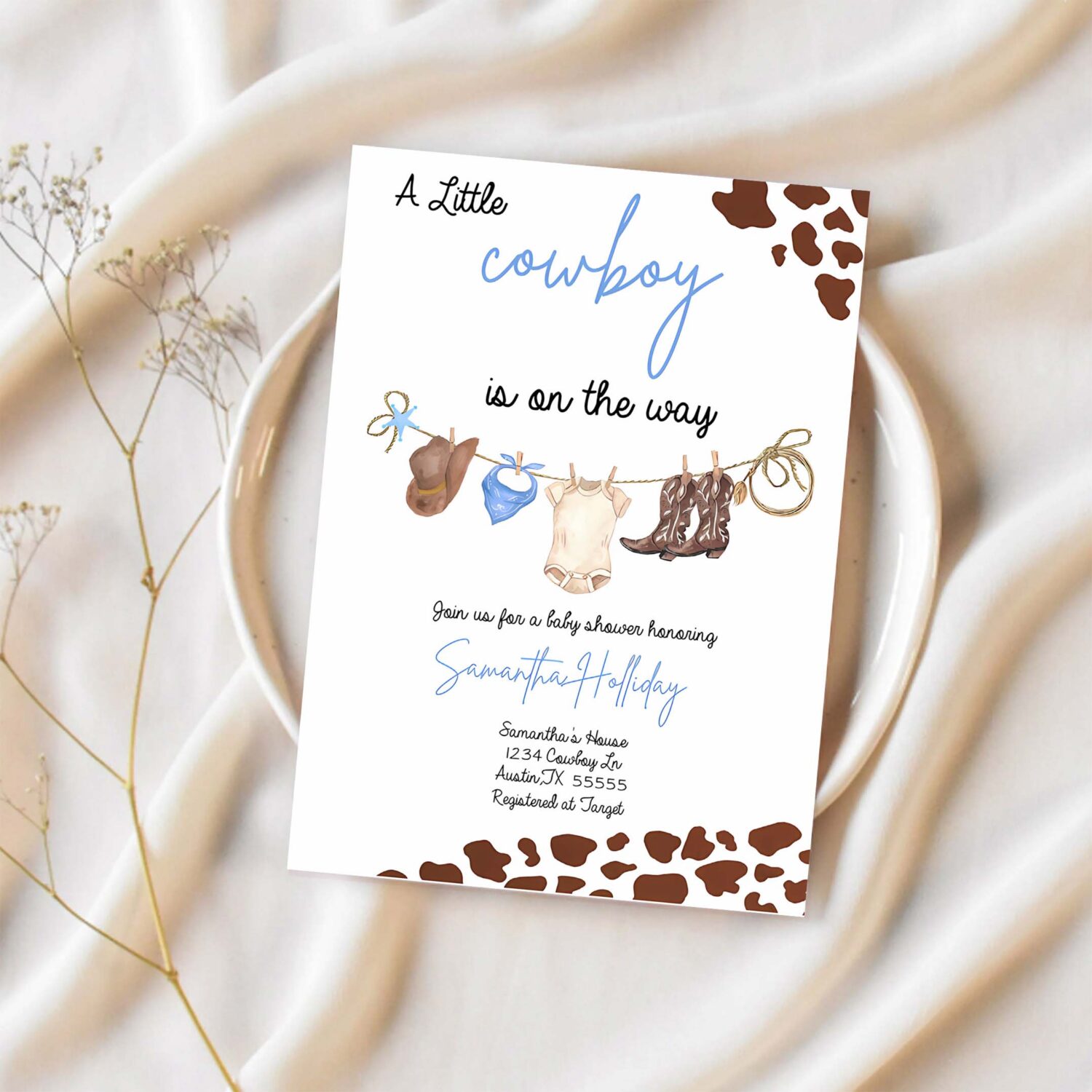Cowboy baby shower invitation template western babyshower 1