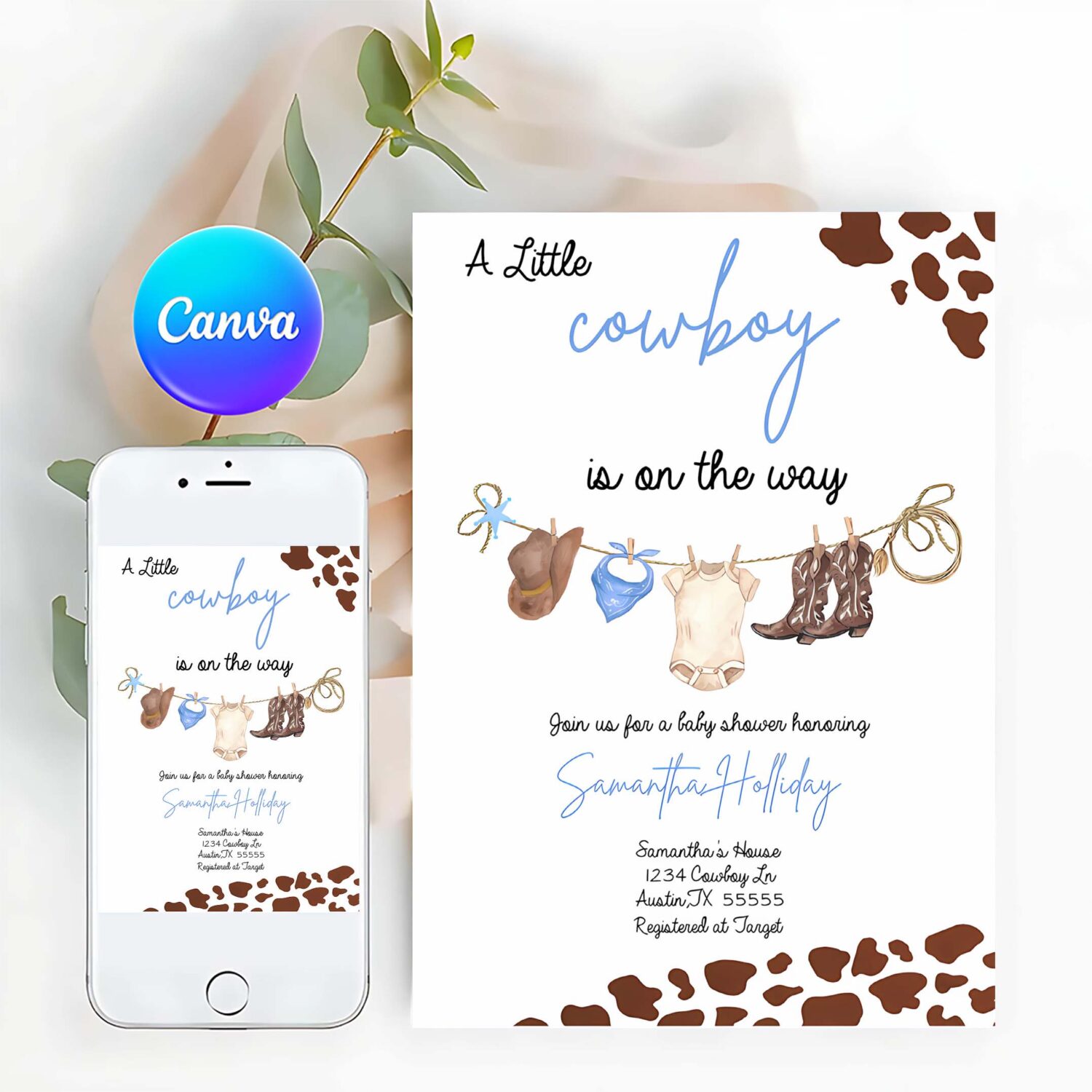 Cowboy baby shower invitation template western babyshower