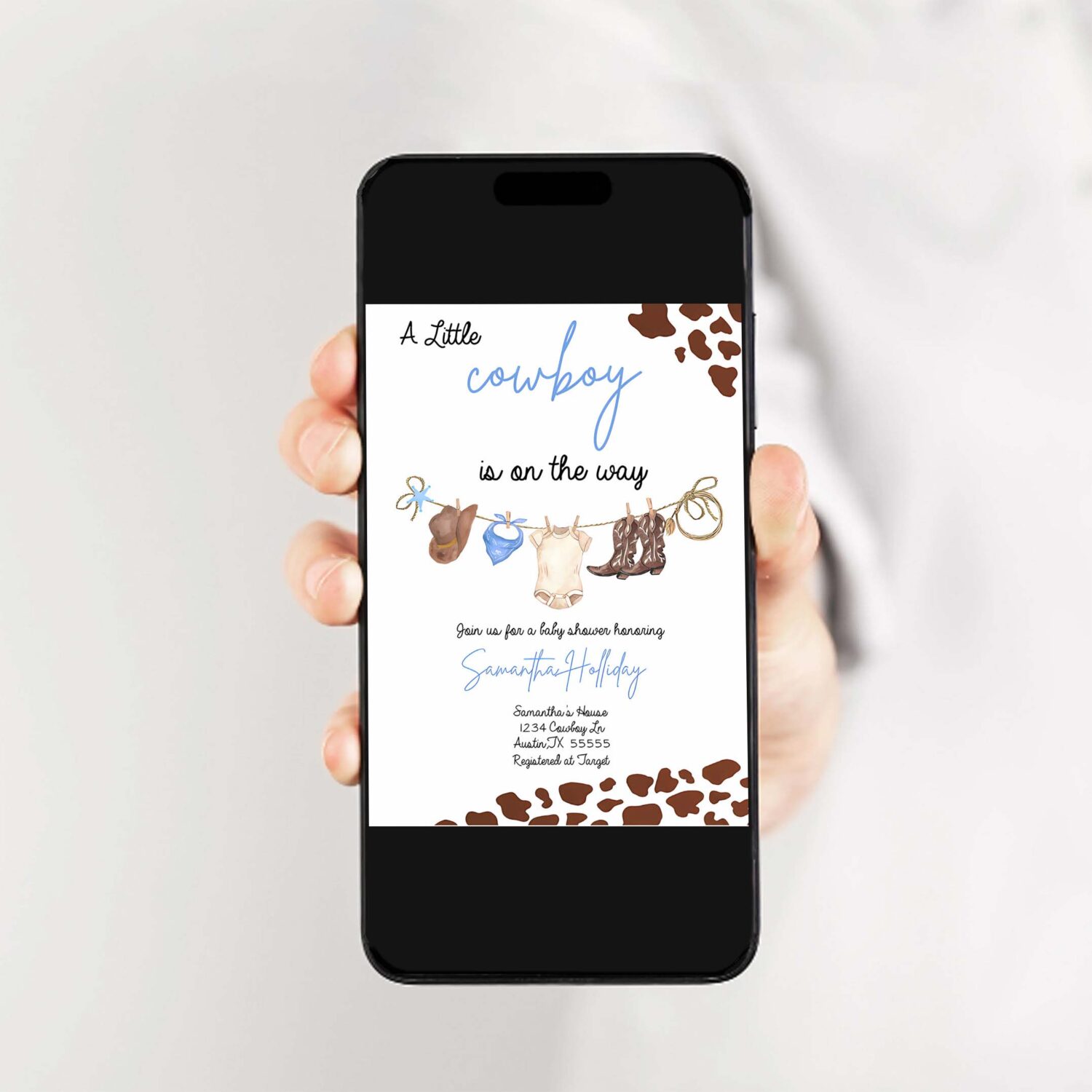 Cowboy baby shower invitation template western babyshower 2