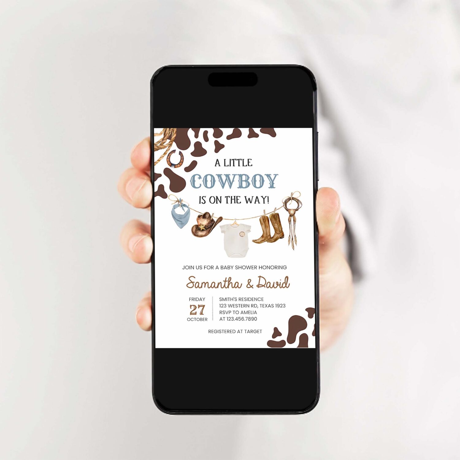 Cowboy baby shower invitation wild west rodeo baby shower invite a little cowboy western country baby shower 2