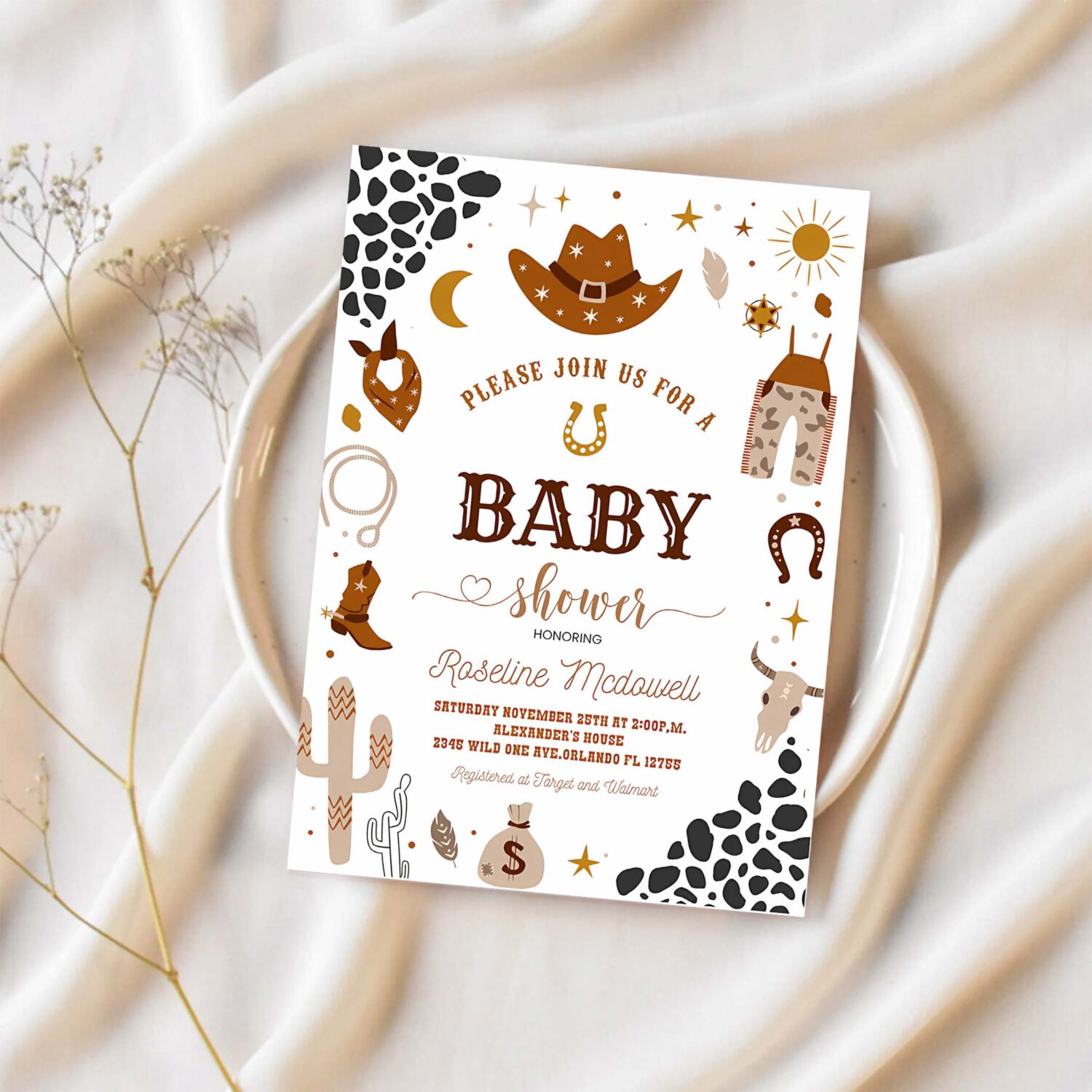 Cowboy baby shower invitation wild west western baby shower rodeo boy country southwestern ranch a little cowboy 1