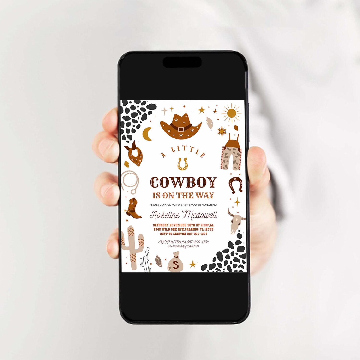 Cowboy baby shower invitation country western wild west boy invite little cowboy 2