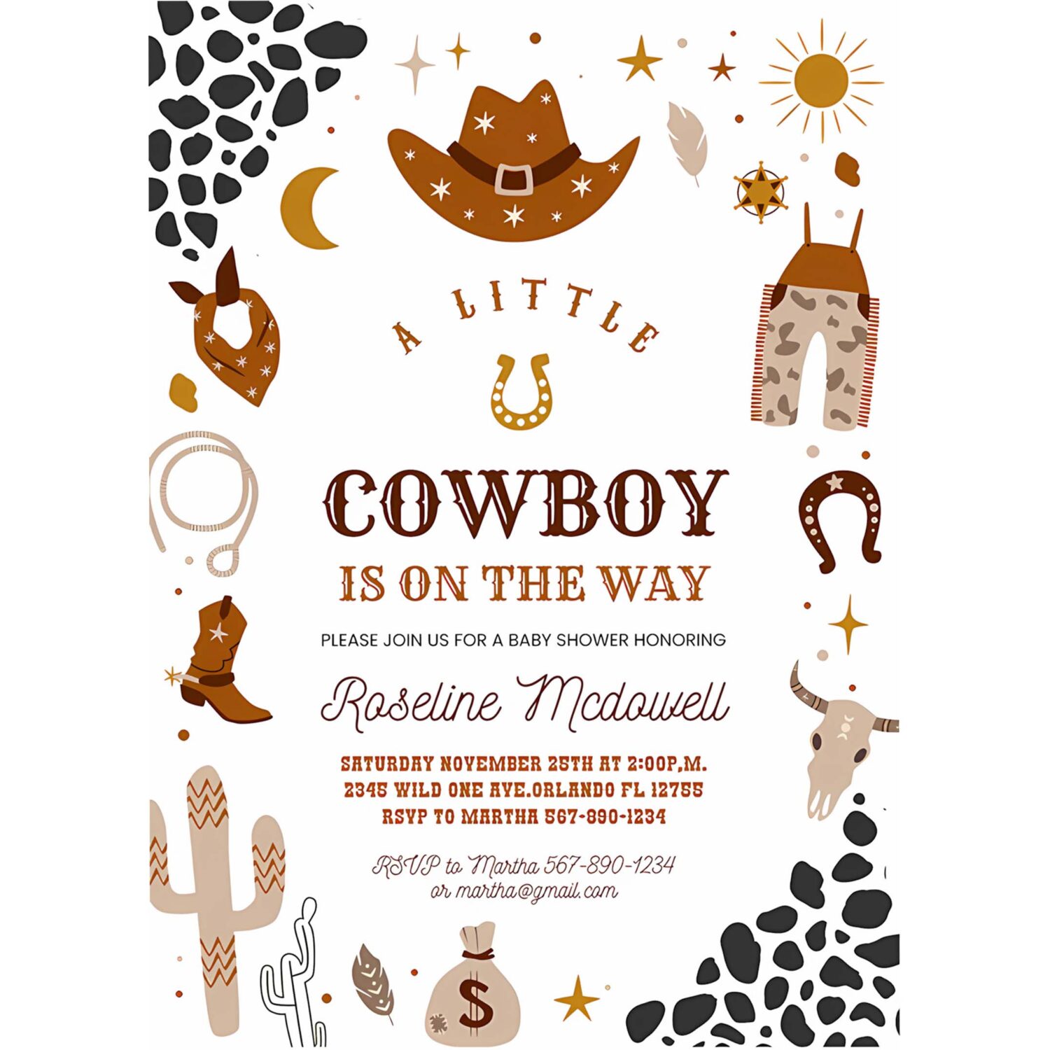 Cowboy baby shower invitation country western wild west boy invite little cowboy 4