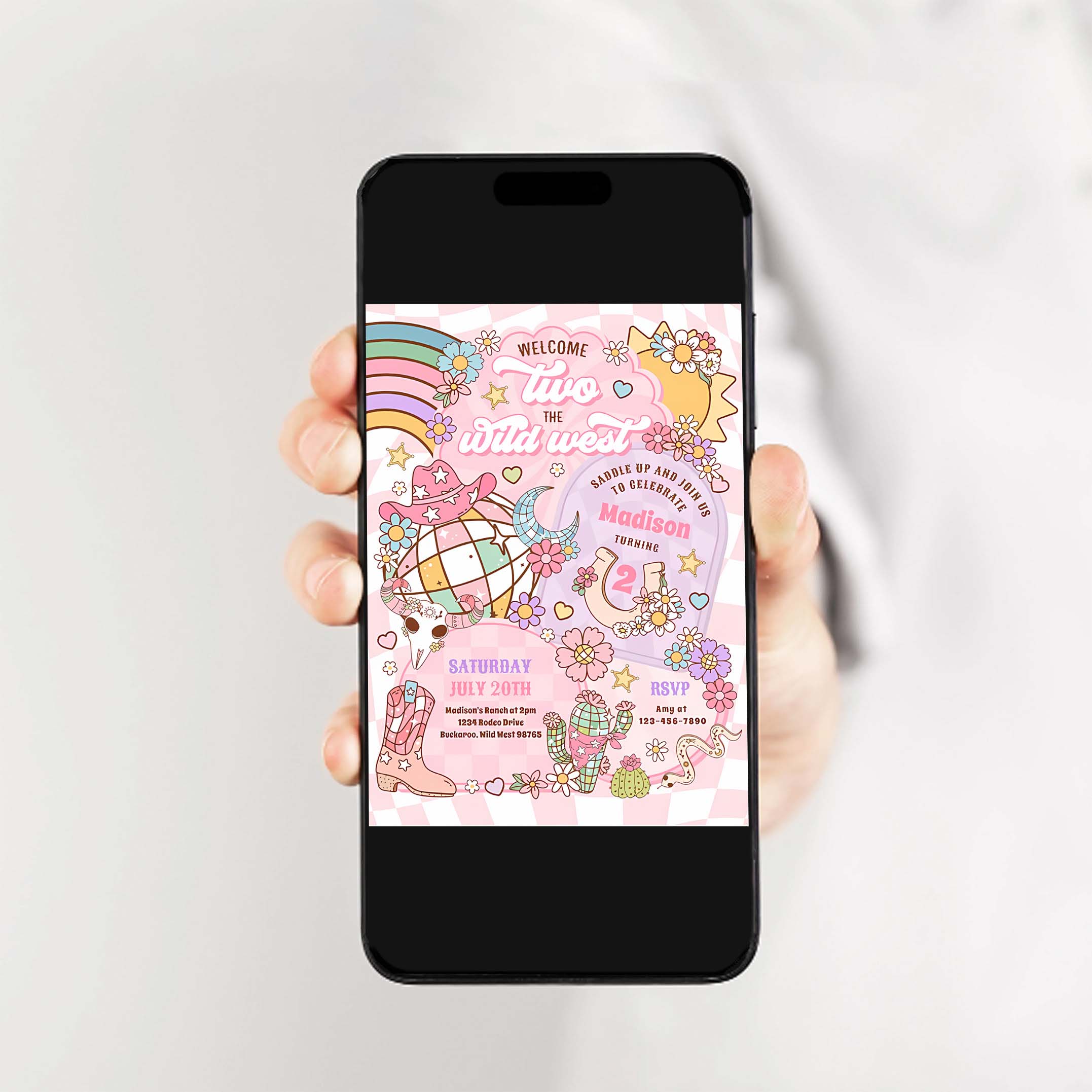 Cowgirl Welcome Two The Wild West 2nd Birthday Invitation Z68P