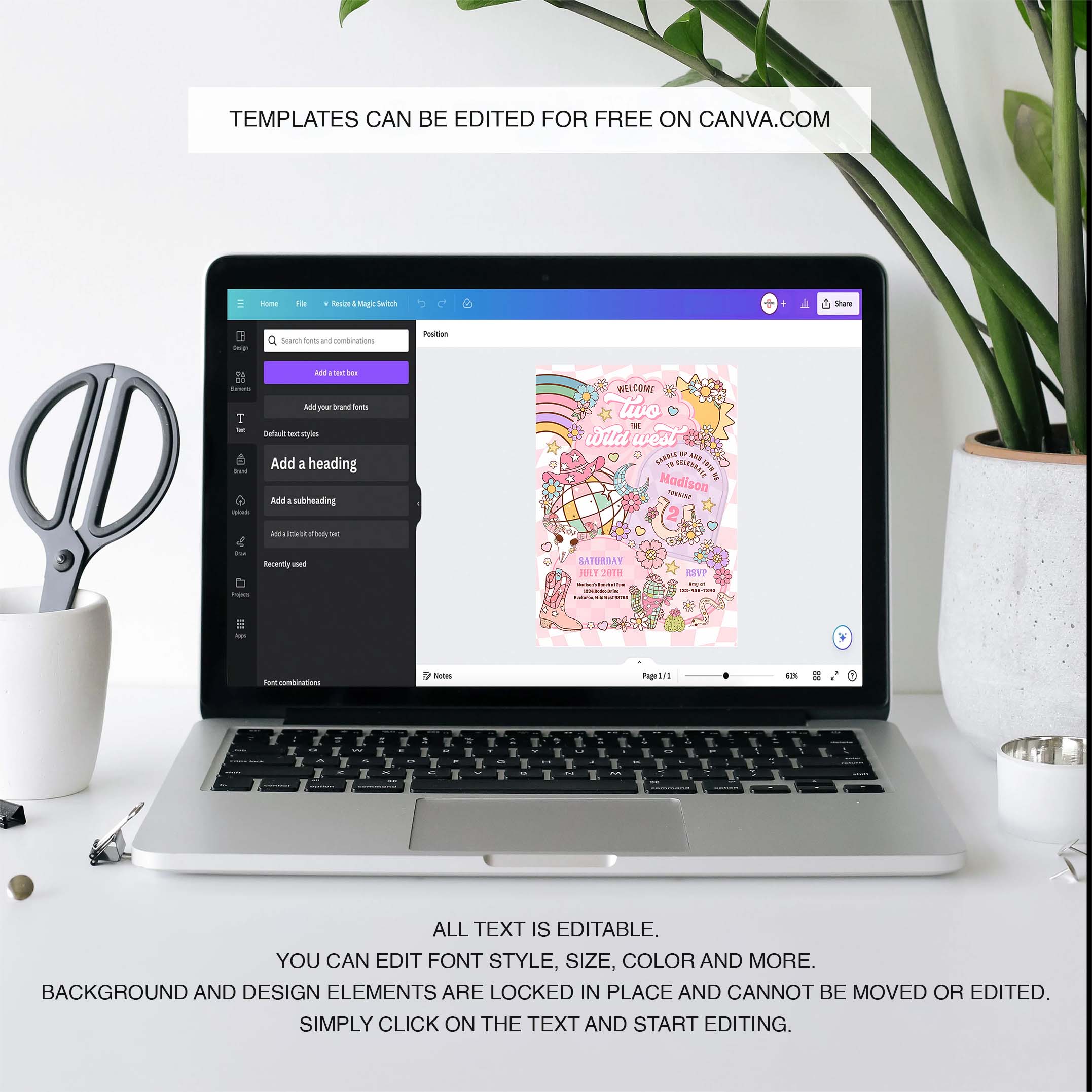 Cowgirl Welcome Two The Wild West 2nd Birthday Invitation Z68P