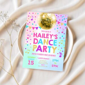 Dance party invitation disco party glow dance party neon glow dance party disco dance party 1