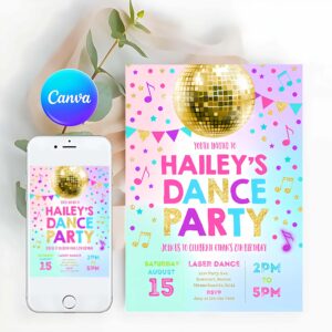Neon Invitation, Dance Party Invitation, Disco Party Dance Party, Neon Glow Dance Party Invitation