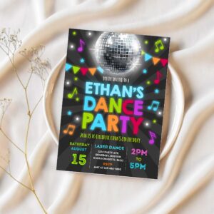 Dance party invitation disco party invitation glow dance party neon glow dance party disco dance party 1