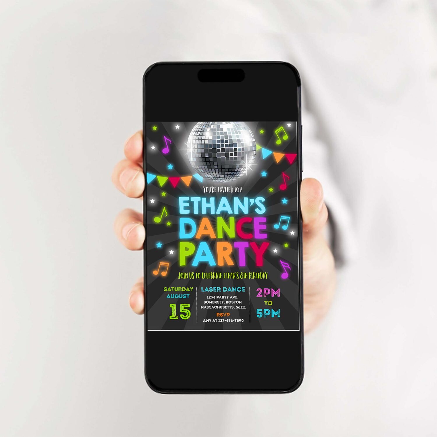 Dance party invitation disco party invitation glow dance party neon glow dance party disco dance party 2
