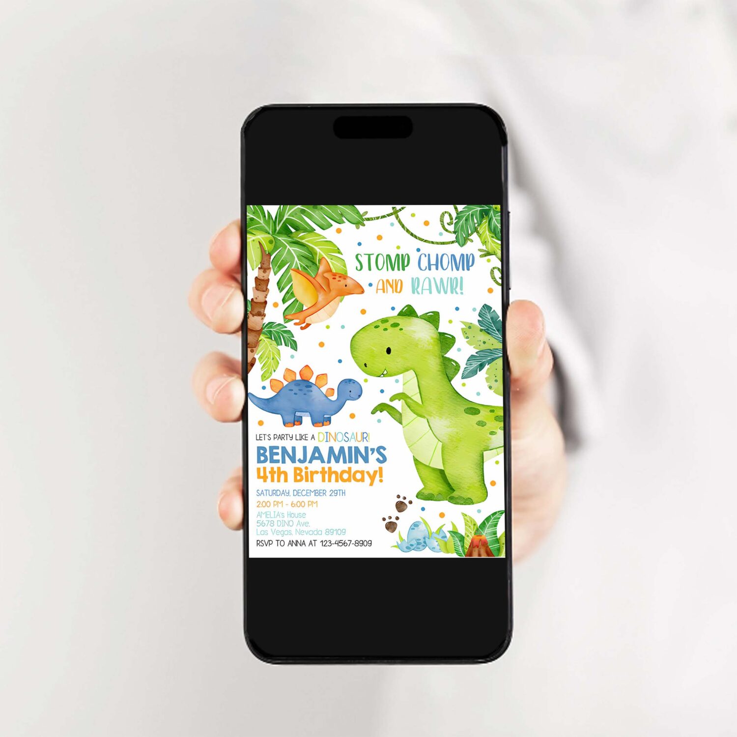 Dinosaur birthday invitation dinosaur party invites dino theme boy girl kids first jungle animals tropical editable digital template 2