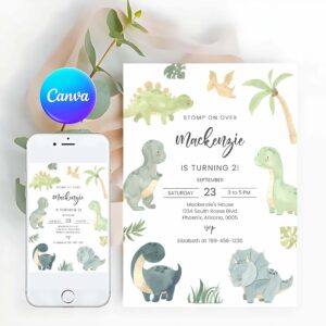 Dinosaur Invitation, Dinosaur Birthday Party Invitation, Dinosaur Birthday Invitation