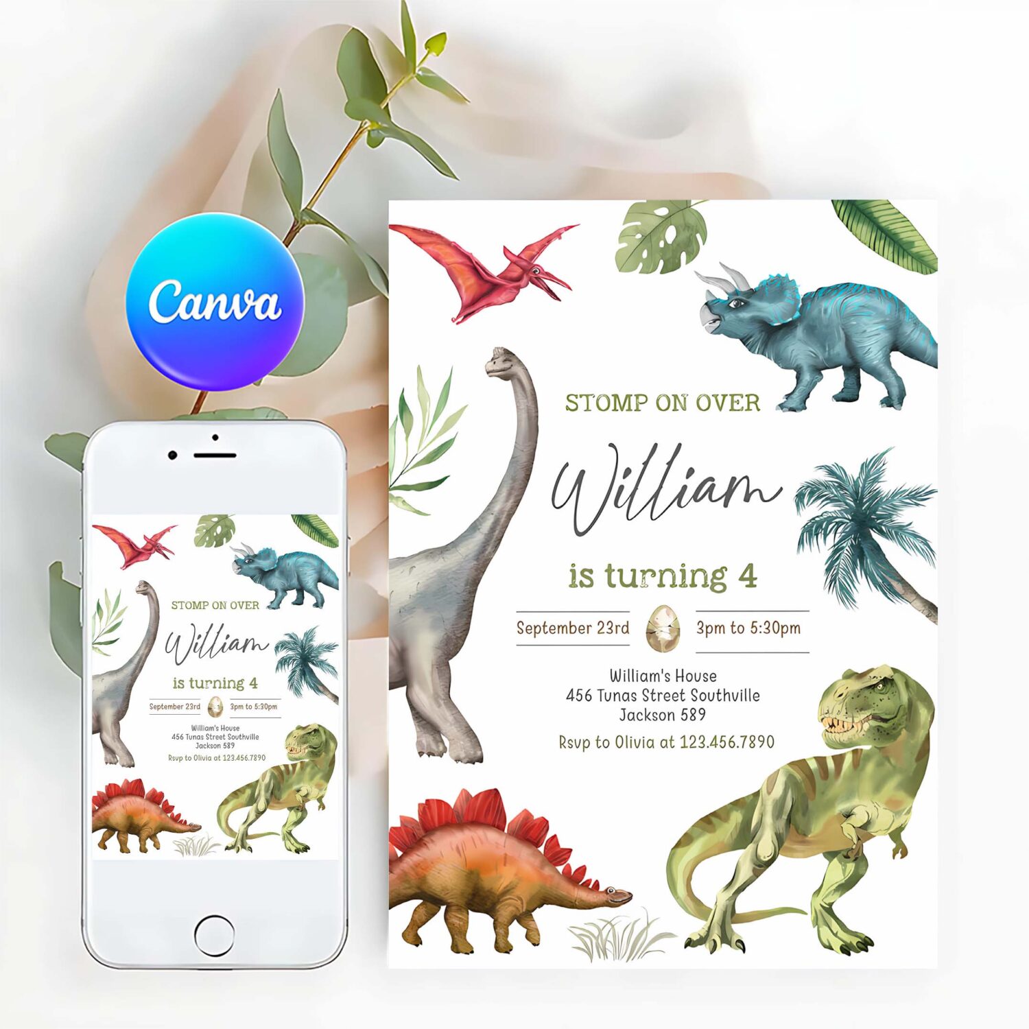 Dinosaur birthday party invitation template dinosaur birthday invitation dinosaur thank you tag
