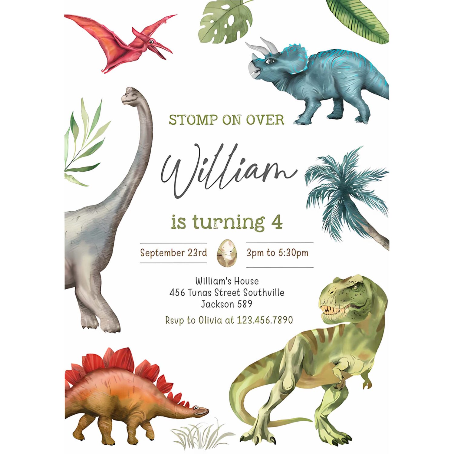 Dinosaur birthday party invitation template dinosaur birthday invitation dinosaur thank you tag 4
