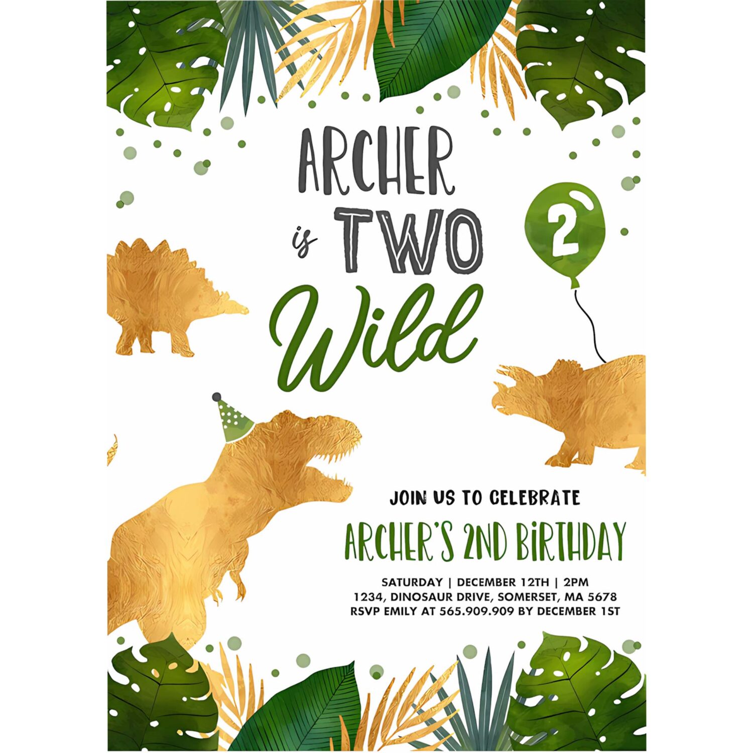 Dinosaur invitation dinosaur 2nd birthday invite jungle two wild dinosaur party t rex prehistoric dinosaur party 4