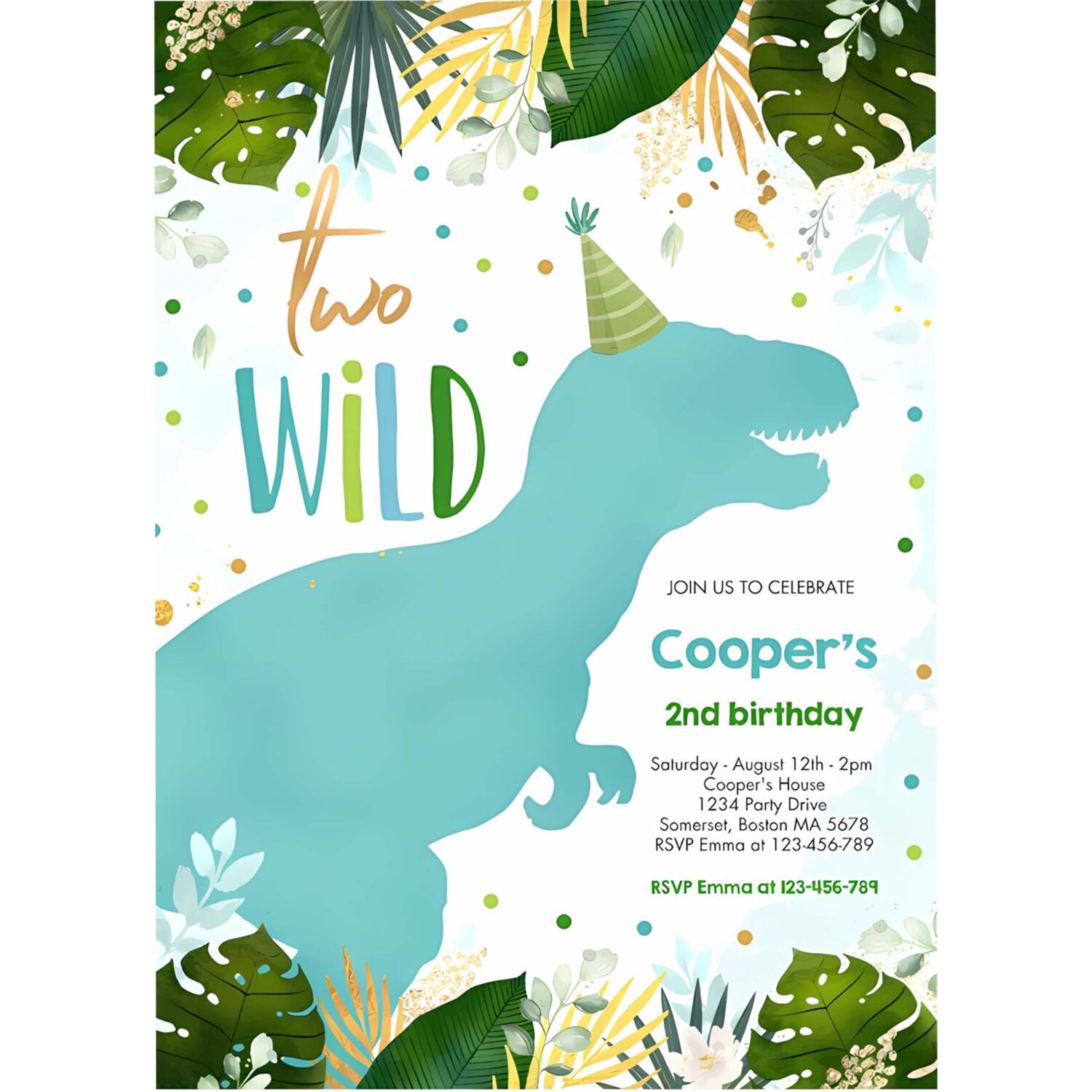 Dinosaur two wild birthday boy dinosaur birthday invitation l48w 4