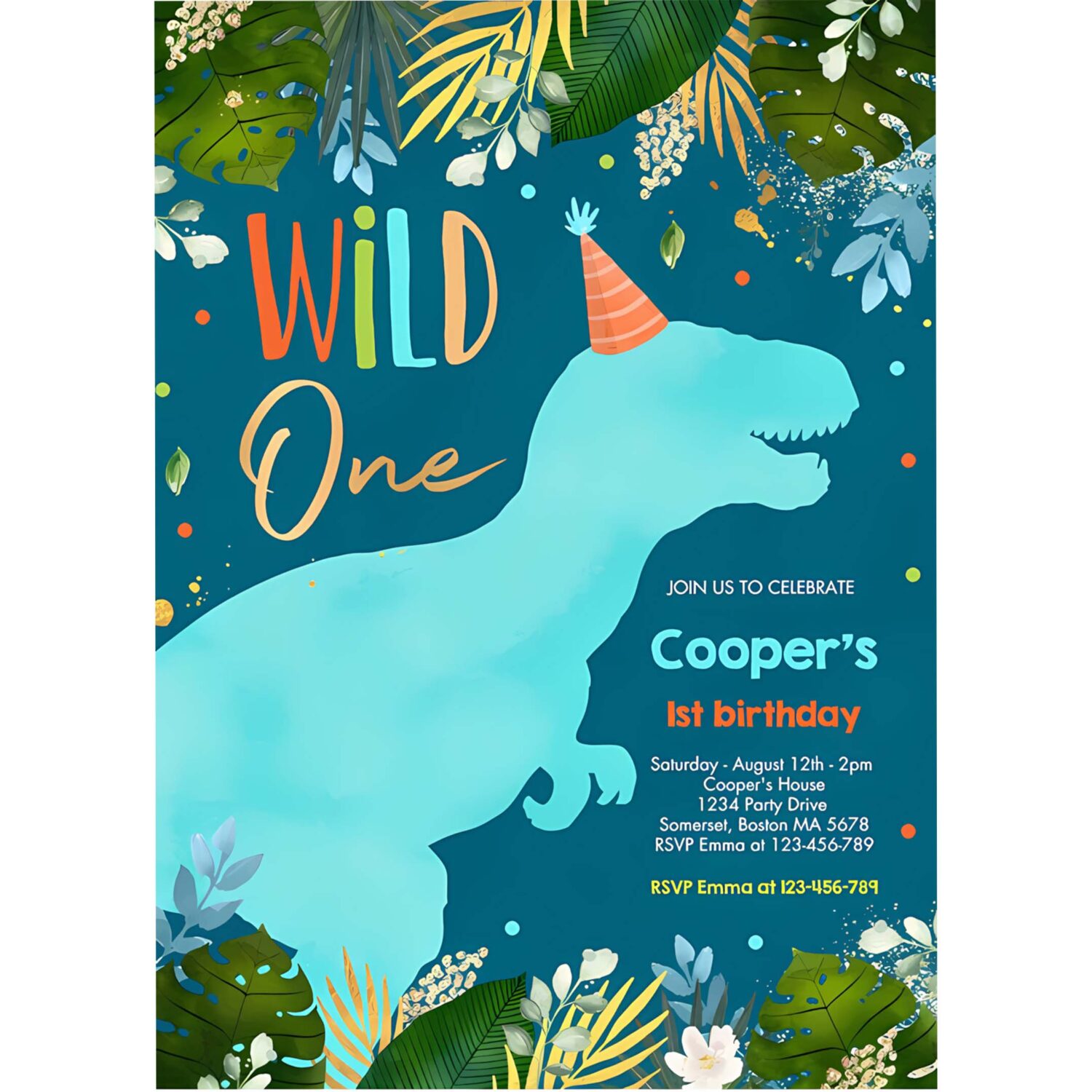 Dinosaur wild one birthday boy dinosaur birthday invitation j83l 4