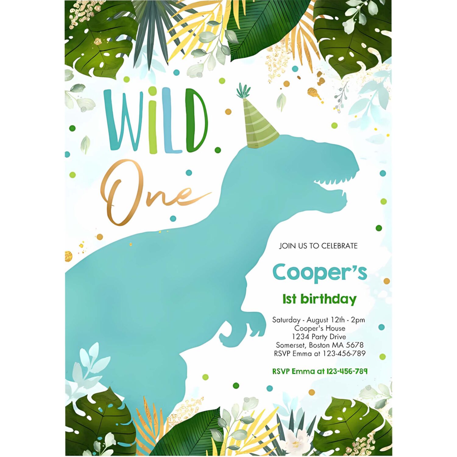 Dinosaur wild one birthday boy dinosaur birthday invitation o31d 4