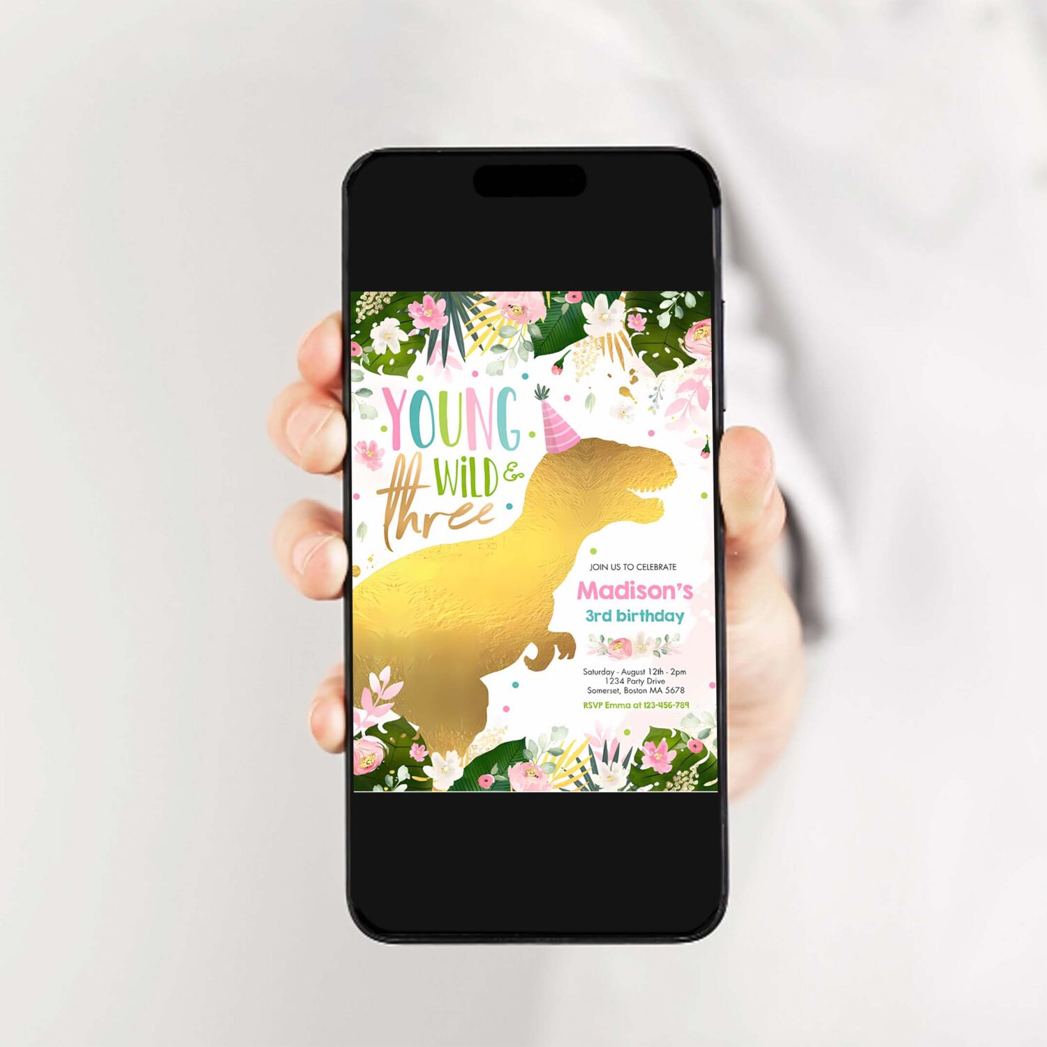 Dinosaur young wild and free dinosaur birthday invitation d44d 2