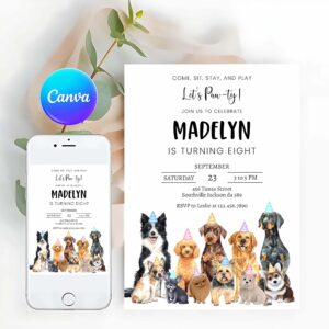 Dog Invitation, Dog Birthday Invitation, Puppy Birthday Invitation, Dog Invitation, Dog Puppy Invitation