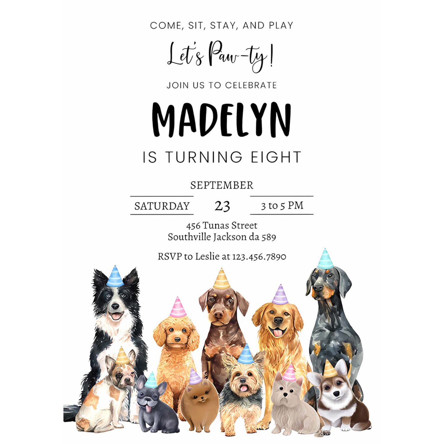 Dog birthday invitation puppy birthday invitation dog editable invitation dog puppy invitation 4