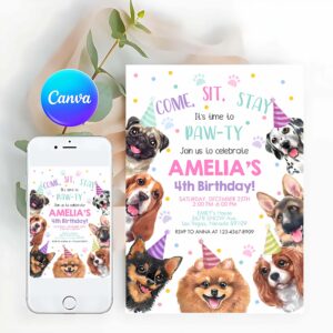 Dog Invitation, Dog Invitation, Puppy Pawty Boy Girl Invitation
