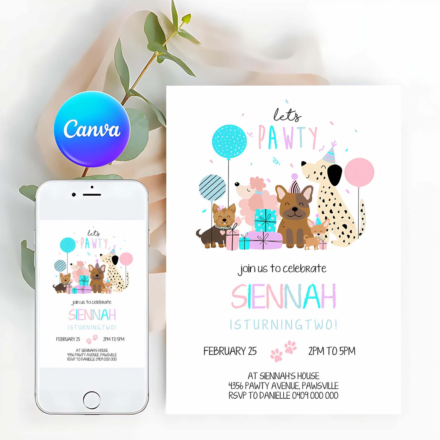Dog invitation puppy party invitation dog pawty invitation