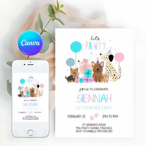 Dog Invitation, Dog Invitation, Puppy Party Invitation, Dog Pawty Invitation
