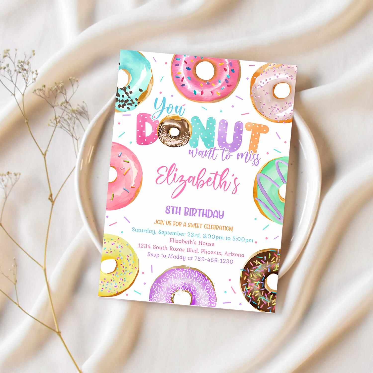 Donut birthday invitation donut birthday invite donut party invitation 1