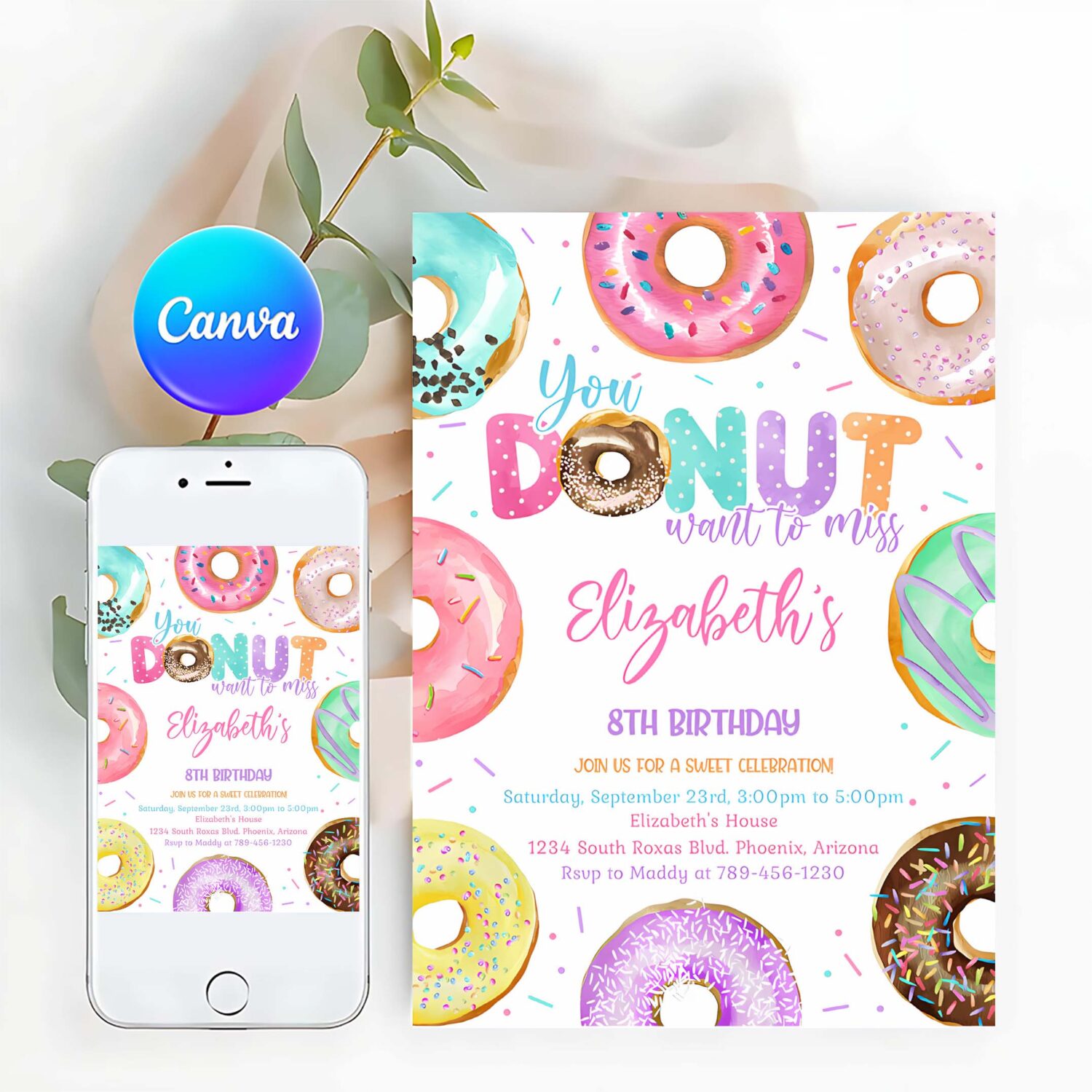 Donut birthday invitation donut birthday invite donut party invitation