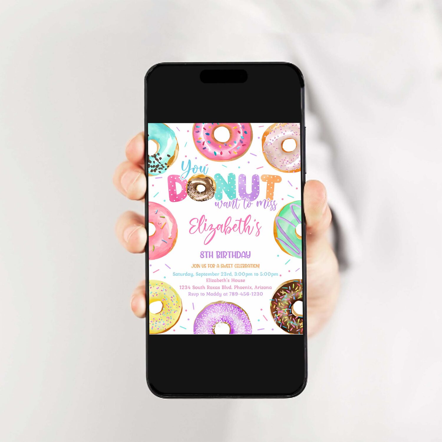 Donut birthday invitation donut birthday invite donut party invitation 2