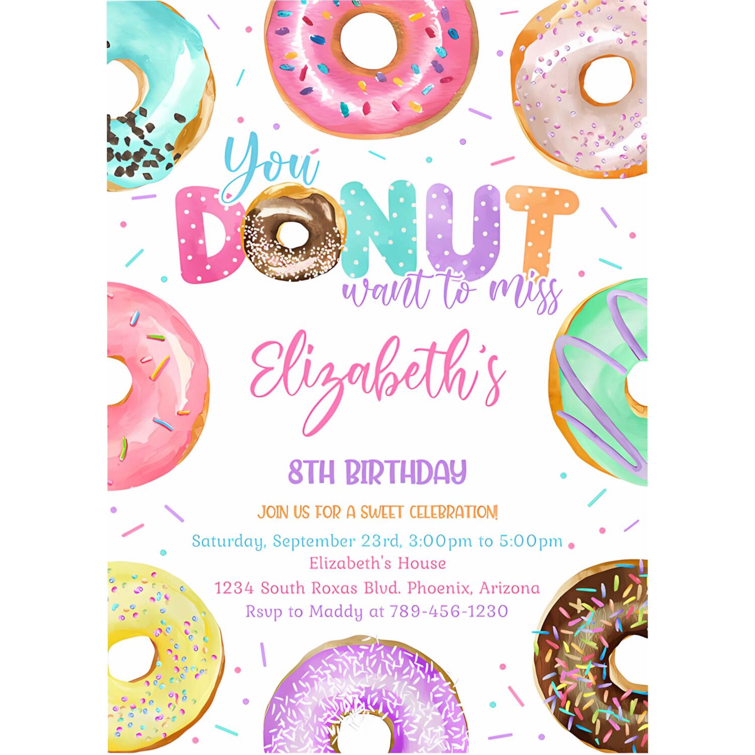 Donut birthday invitation donut birthday invite donut party invitation 4