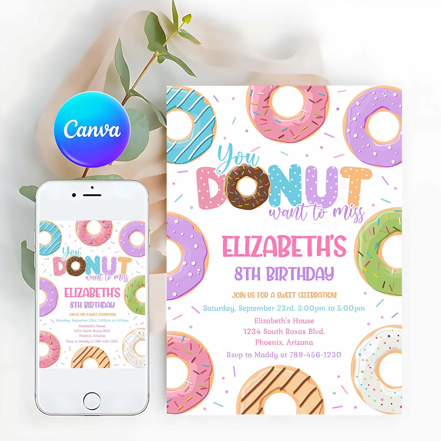 Donut birthday party invitation donut birthday invite donut party invitation