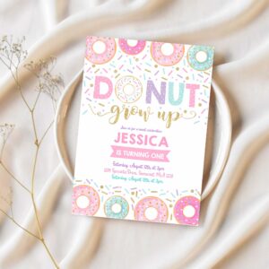 Donut grow up birthday invitation donut grown up invitation donut 1st birthday party invitation 1