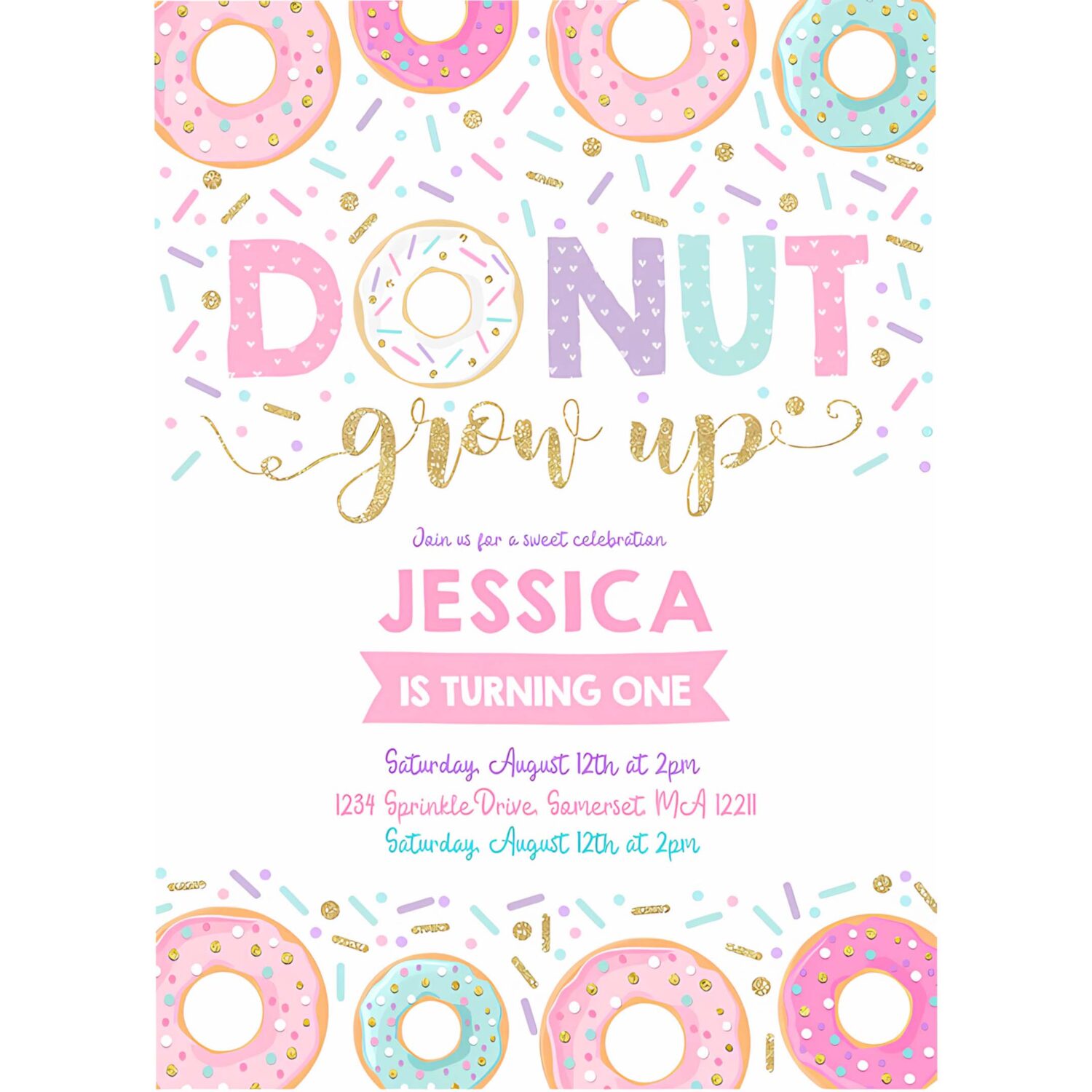 Donut grow up birthday invitation donut grown up invitation donut 1st birthday party invitation 4