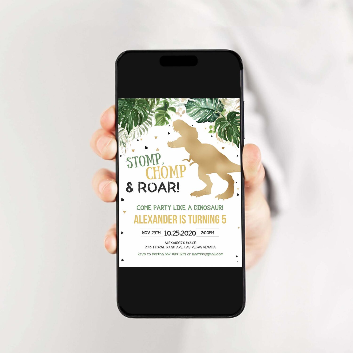 Editable dinosaur birthday invitation gold dinosaur invites dino t rex birthday invitations digital printable template 2