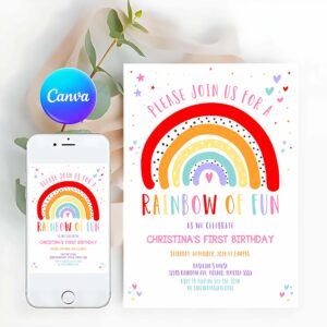 Rainbow Invitation, Rainbow Birthday Invitation