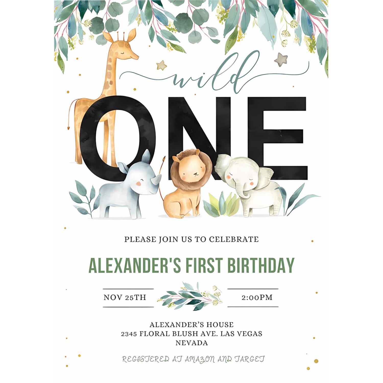 Editable safari birthday invitation wild one boy invites first birthday jungle animals invitations 1st birthday party invite 4
