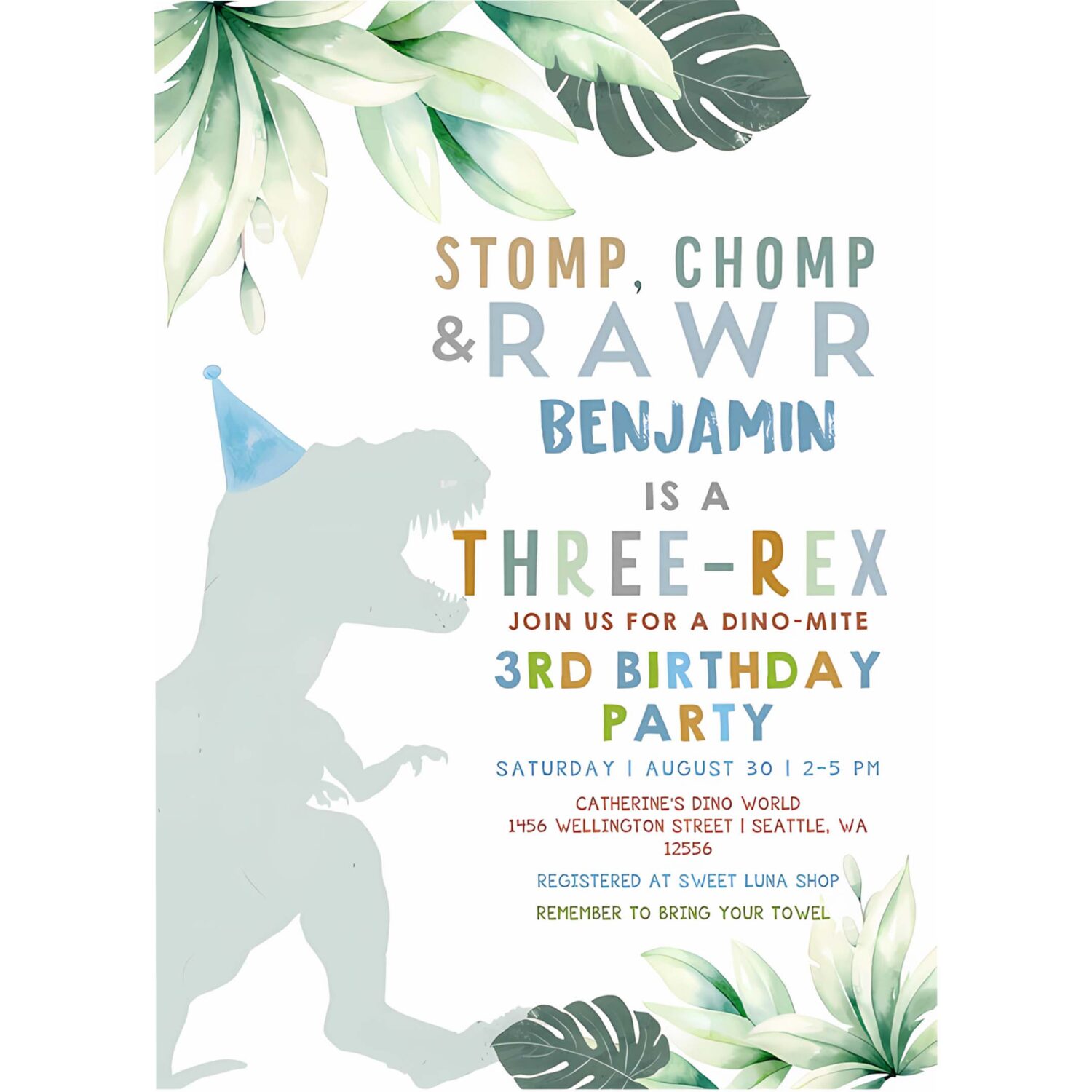 Editable 3rd birthday boy three rex invite dino dinosaur t rex boy dino mite invitation printable template 4