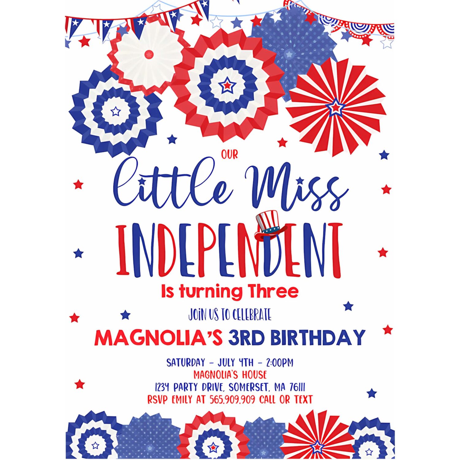 Editable 4th of july birthday invitation 4th of july little miss independent birthday invitation memorial day birthday 4