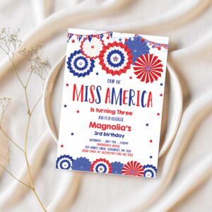 Editable 4th of july birthday invitation 4th of july little miss independent birthday memorial day birthday 1