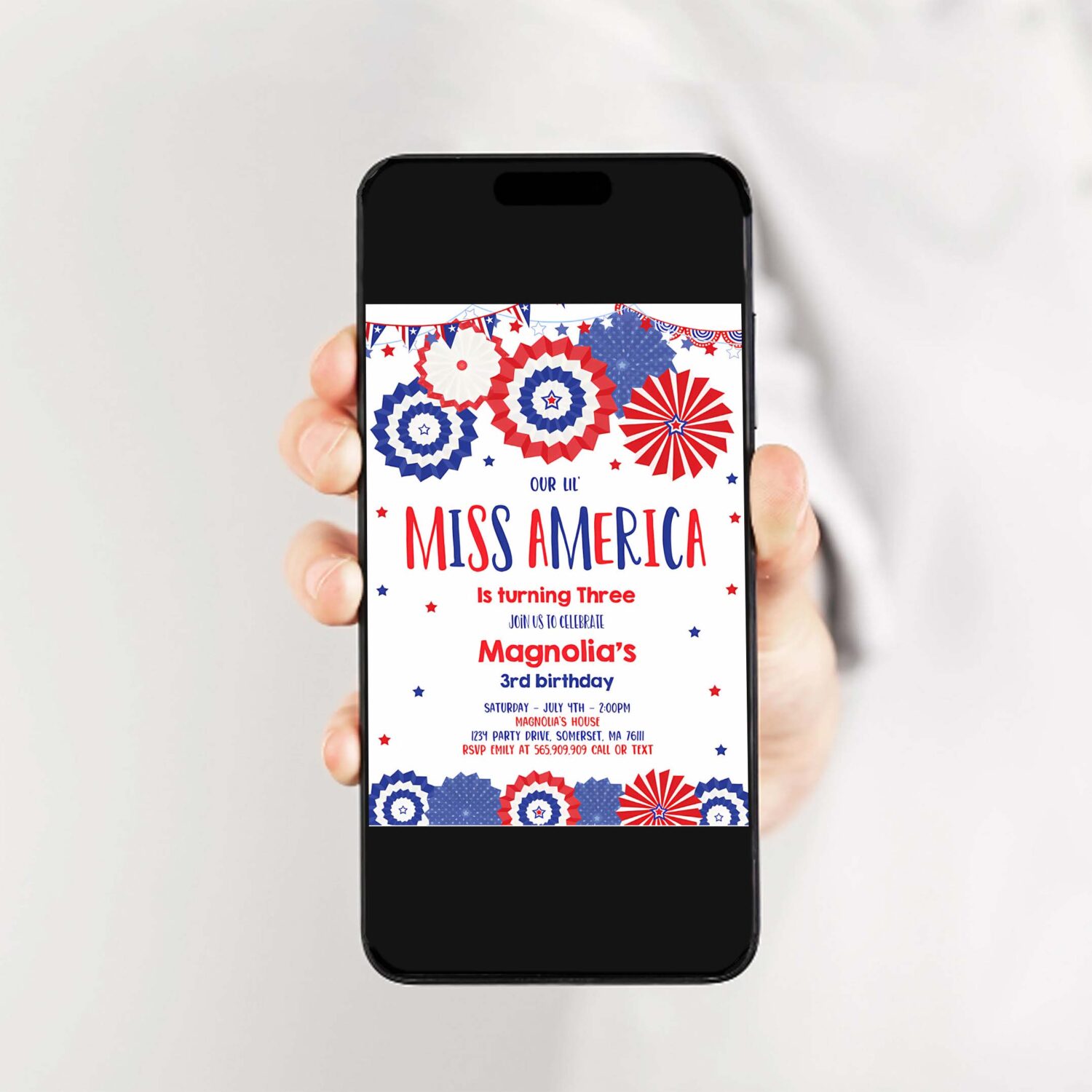 Editable 4th of july birthday invitation 4th of july little miss independent birthday memorial day birthday 2