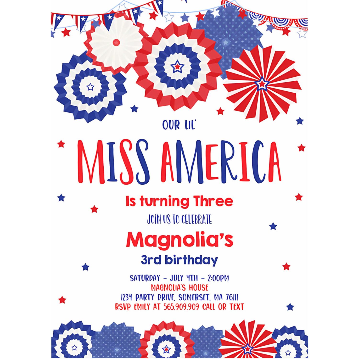 Editable 4th of july birthday invitation 4th of july little miss independent birthday memorial day birthday 4
