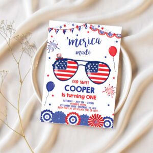 Editable 4th of july birthday invitation 4th of july merica made 1st birthday memorial day independence day party 1