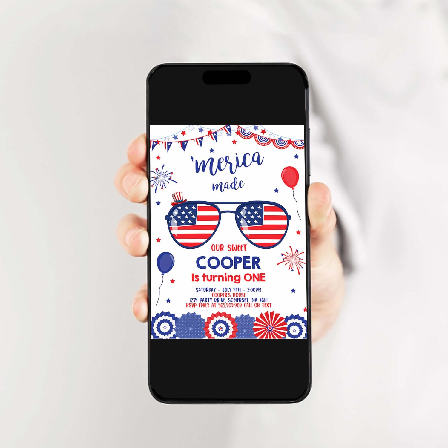 Editable 4th of july birthday invitation 4th of july merica made 1st birthday memorial day independence day party 2